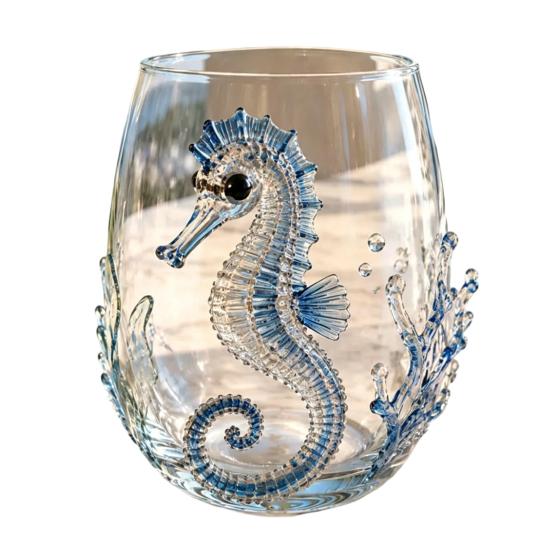 Unique Coastal Style Drinking Glass 12oz Octopus Water Cup Embossed Design Hand Painted Marine Cup for Ocean Lovers Home Bar Decor Decorative Theme