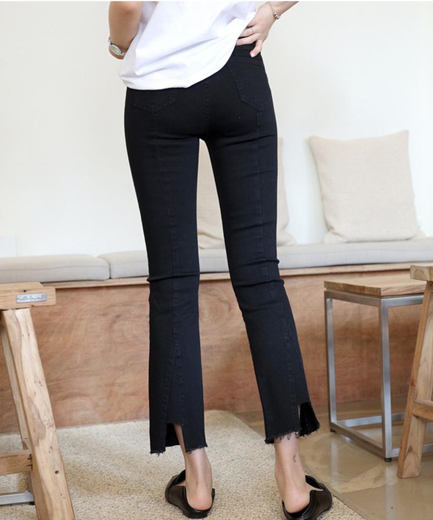 Ppaeppae Hidden Elastic Cut Semi-Bootcut Black Pants
