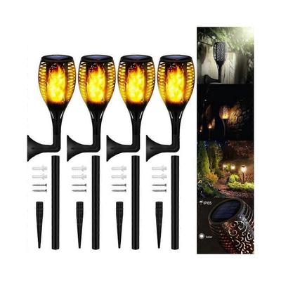 4 Stück 33 LED Solar-Gartenleuchte Multifunktionale Flammen-Wandlampe Wasserdichte Terrassen-Dekoration