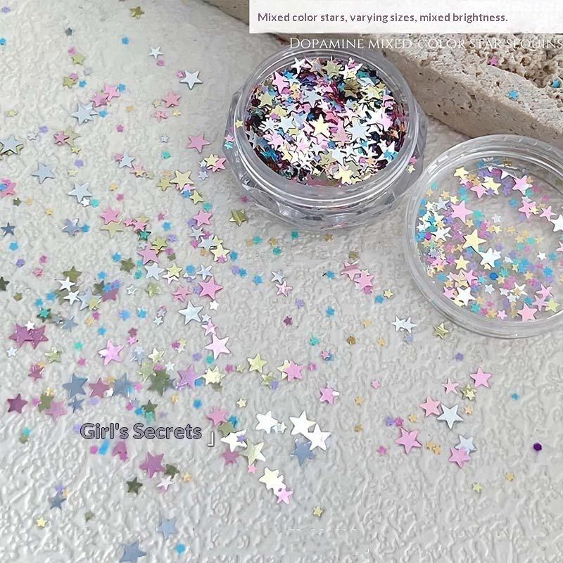 Star Sequin Mixed Five Pointed Star Colorful Laser Nail Glitter Diy Nail Charm Manicure Decoration Accessories