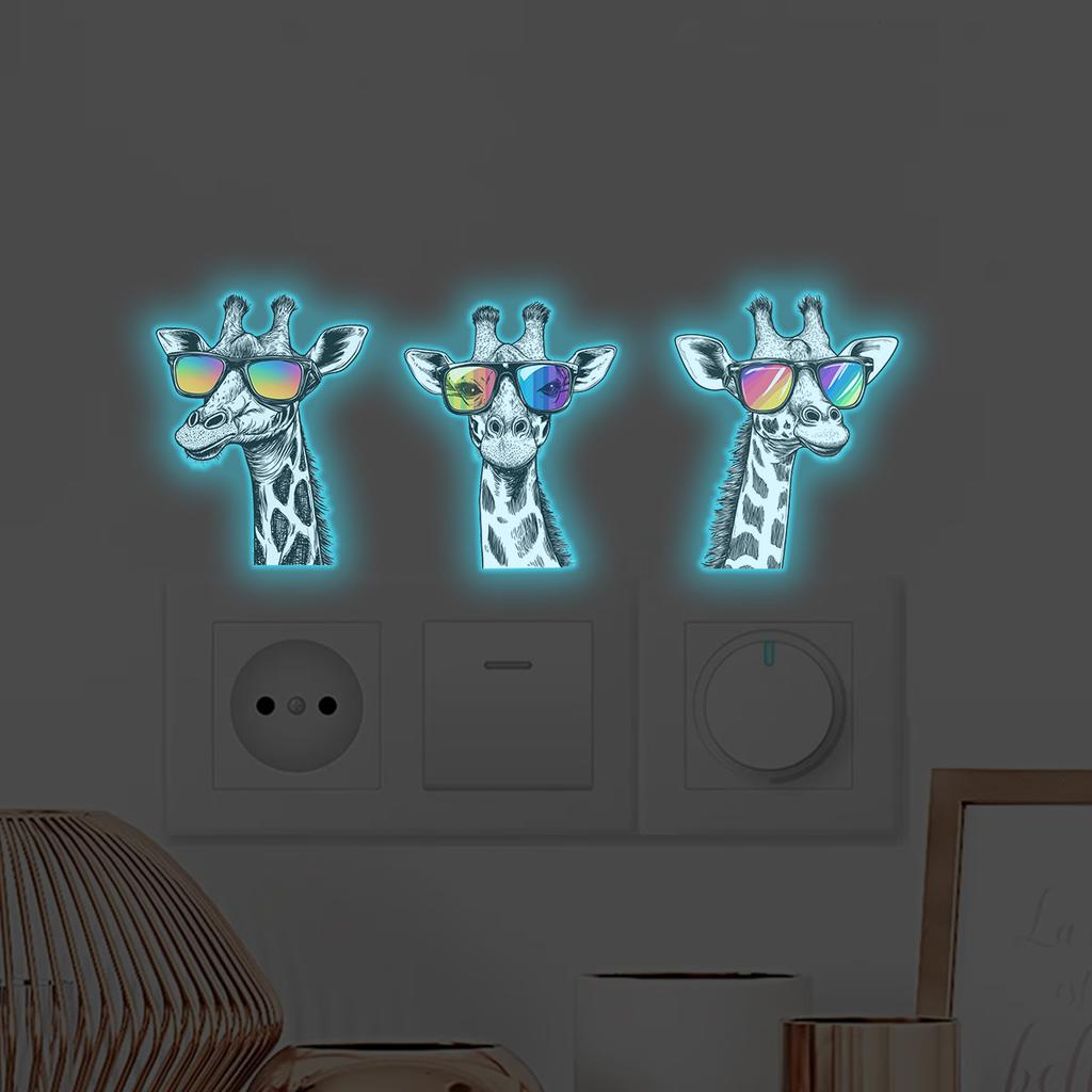 Blue Light Night Light Creative Sunglasses Giraffe Switch Sticker Personalized Switch Socket Decorative Sticker
