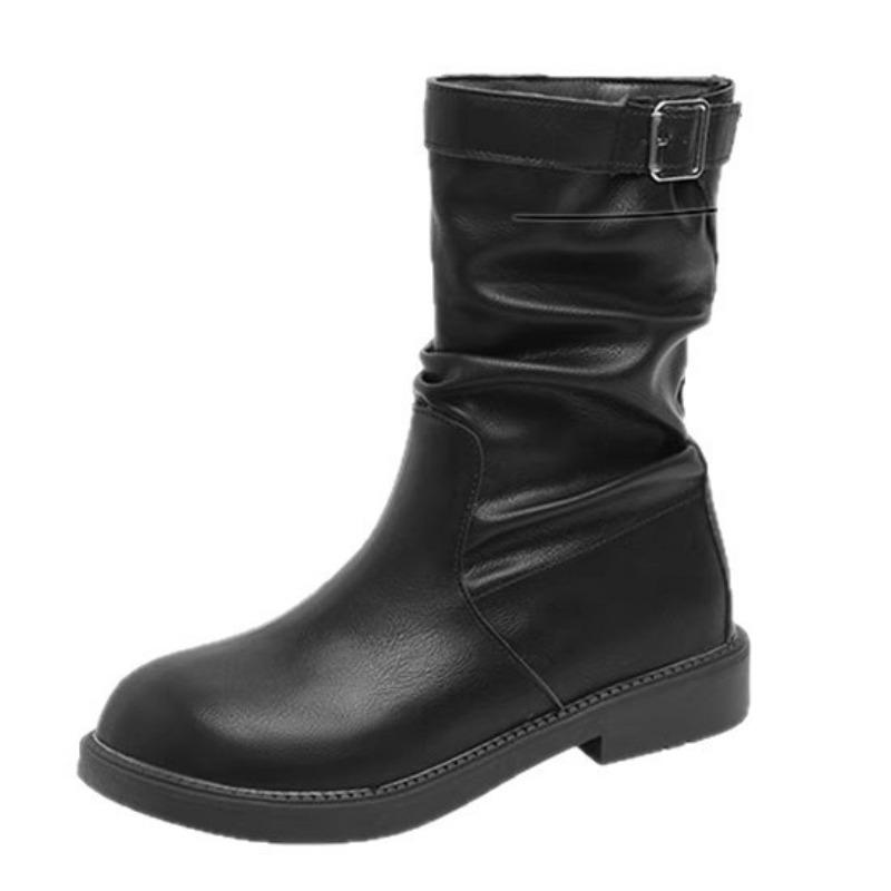 Thick heel retro medium boots knight boots women's shoes new autumn and winter single boots stacked small short boots Martin boots