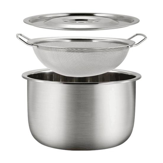 Bacon Grease Container with Strainer 1.34/2.5L Stainless Steel Oil Container Heavy-Duty Butter Melting Pot for Frying Grease Storage Essential
