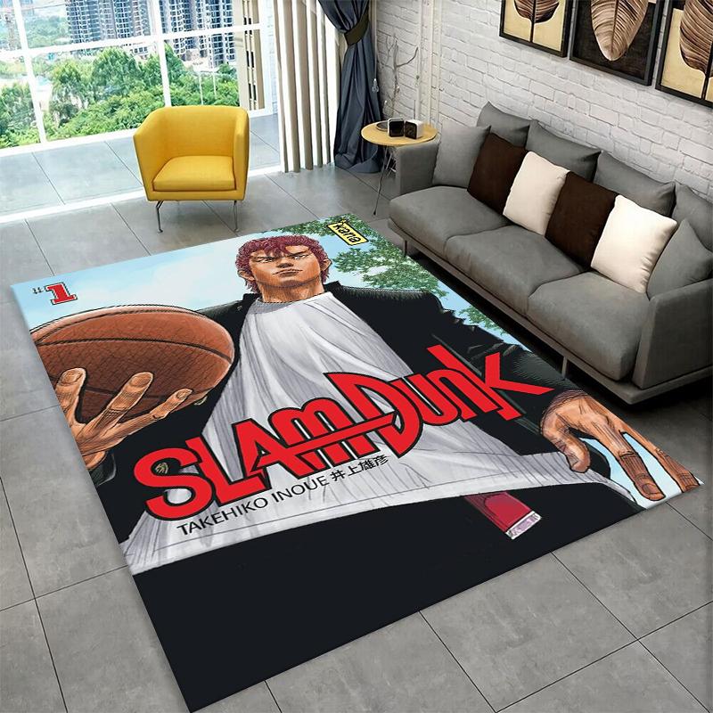 Retro Slam Dunk Basketball Anime Cartoon Carpet Rug for Bedroom Living Room Sofa Playroom Doormat Home Decor,Area Rug Non-slip