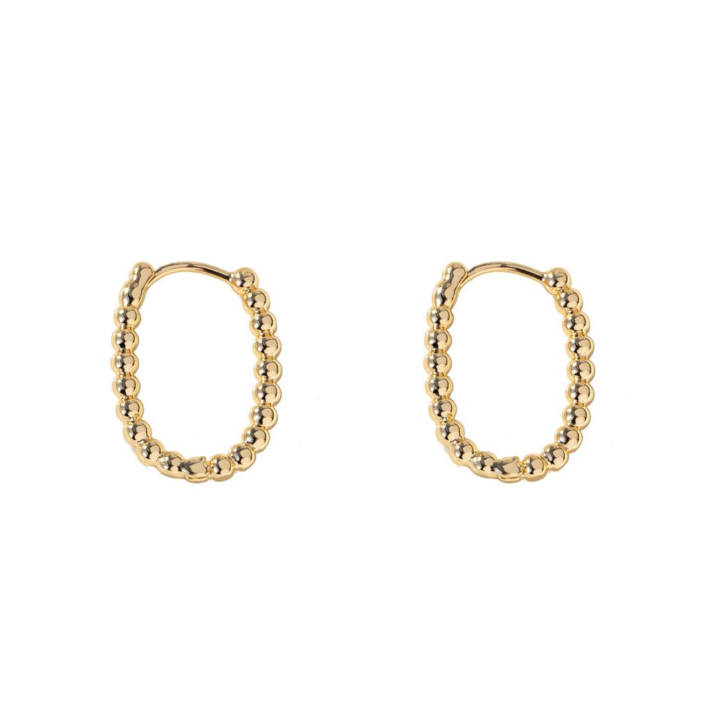 Korean-Style Copper Round Bead Earrings: Simple, Elegant Hoop Studs for Women
