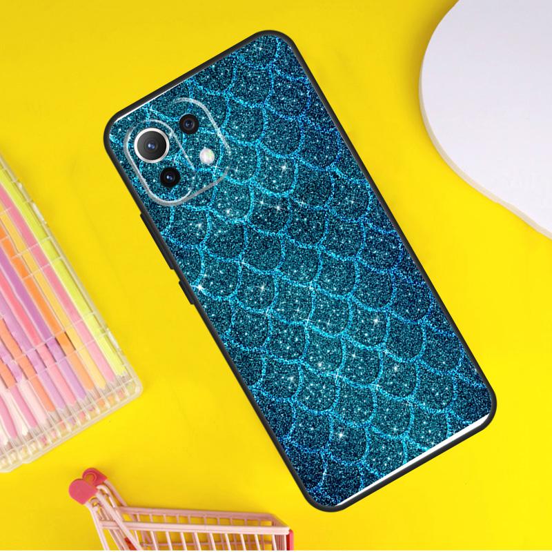 Watercolor Faux Mermaid Scales Cover For Xiaomi 14 Ultra 13 11T 12T 13T 14T Pro POCO X6 X7 Pro X3 X5 F3 F5 F6 M6 Pro Case