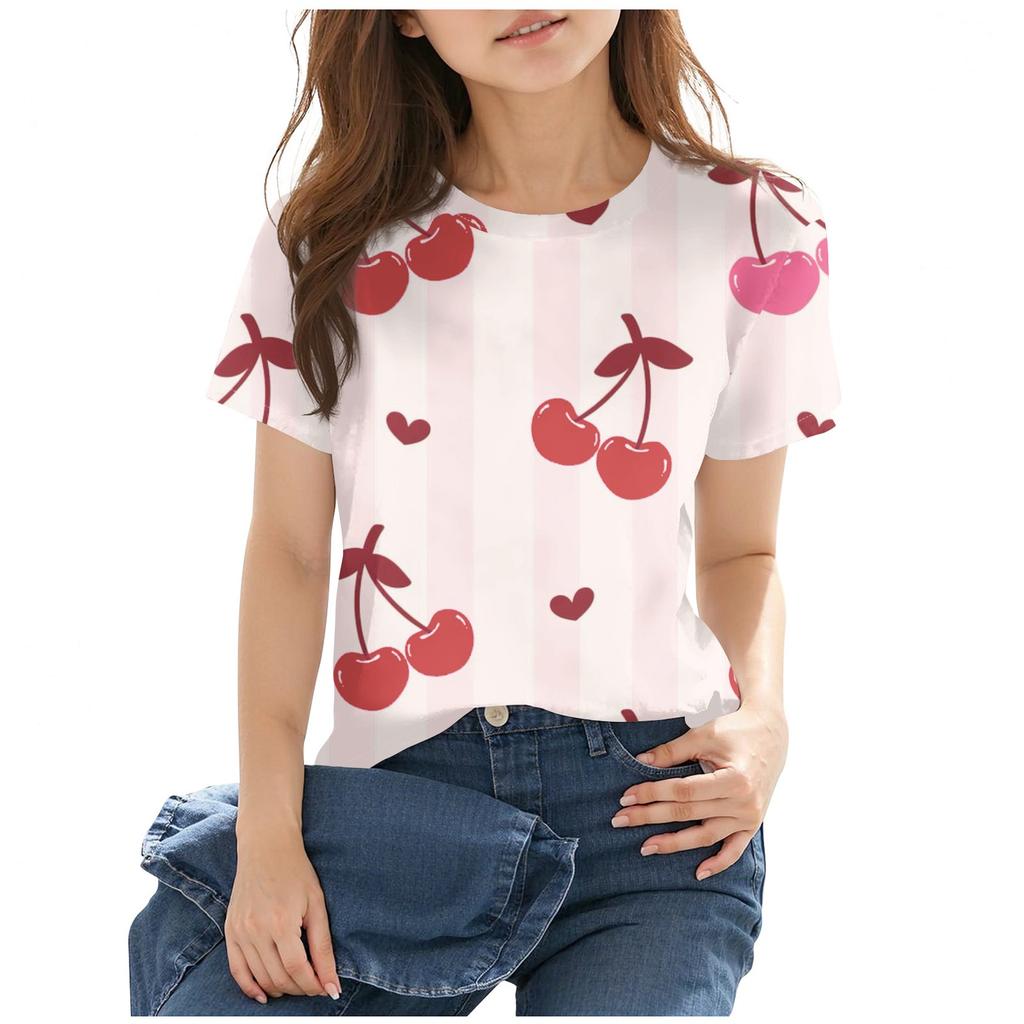 Children's Casual Short-sleeved Printed Round Neck Fashionable T-shirt Top