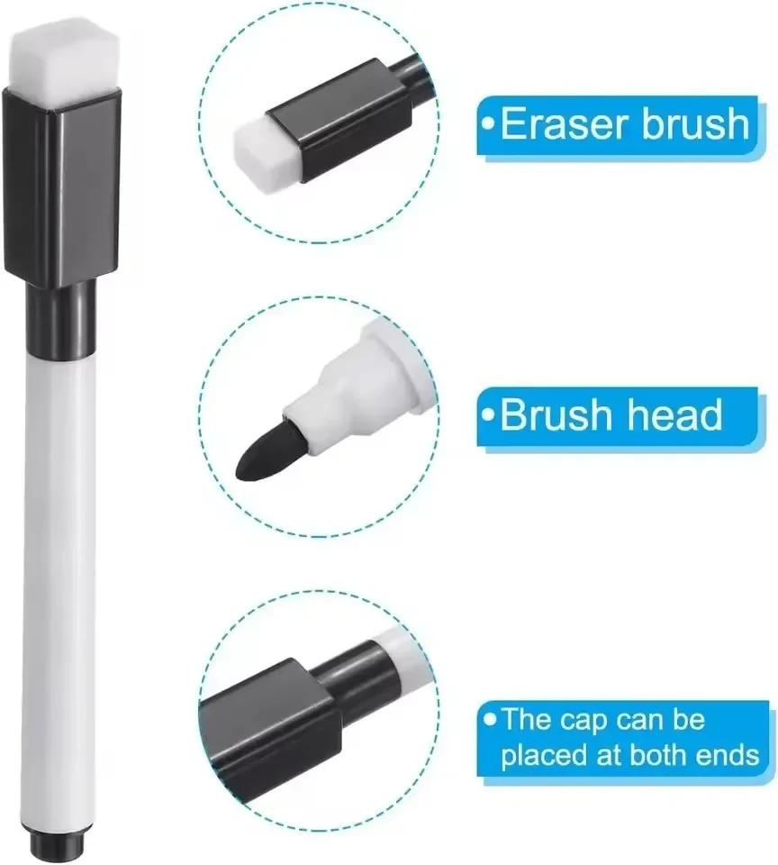 Magnetische schwarze Whiteboardmarker mit Radierkappe Whiteboard-Trockenabwischmarker Klassenzimmer-Trockenabwischstifte für Zuhause, Büro, Schule