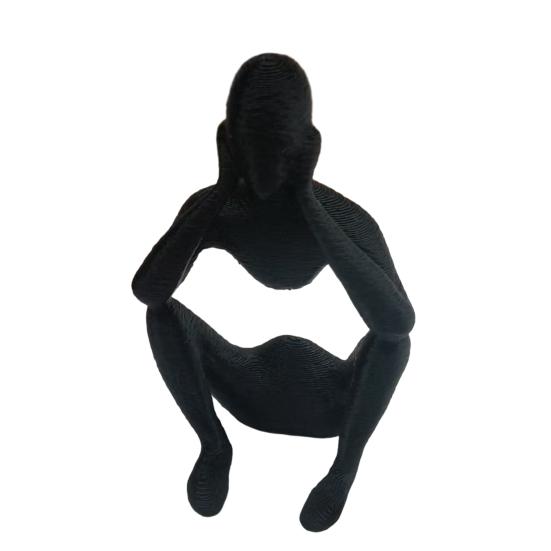 3D Printed Thinker Style Abstract Sculpture, Meditator Statue Collectible Figurines, Home Office Bookshelf Desktop Decor F