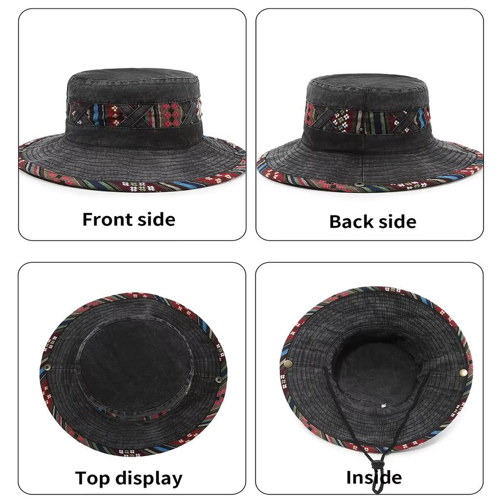 Cappello a Secchiello Stile Bohemien Cappello da Sole in Denim per Esterni Alpinismo Escursionismo Campeggio Unisex Stile Retrò Cappello da Pescatore Lavato