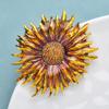 Enamel Brown Sunflower Brooch Pins Melon Seeds Rhinestone Badge for Women Plant Jewelry Accessory