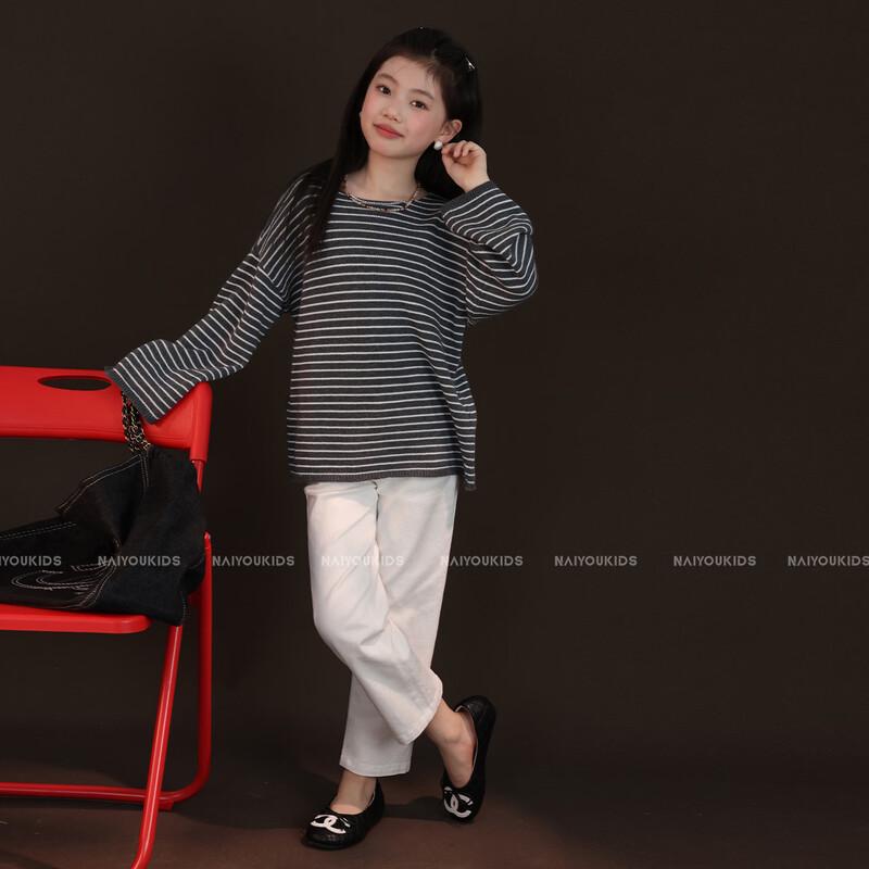 NAIYOUKIDS Kids' Loose Fit Striped Long-Sleeve T-Shirt