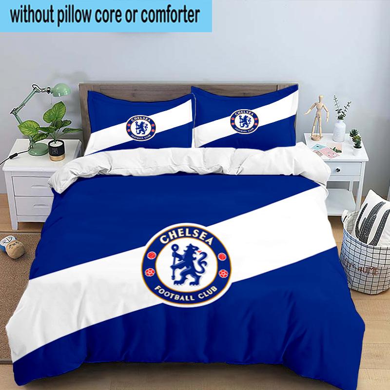 Chelsea Football Club Crest 3PCS Bedding set,Ideal for1pc Duvet Cover And 2pcs Pillowcases Perfect for Christmas gift,Ideal for Bedroom, Dormitory