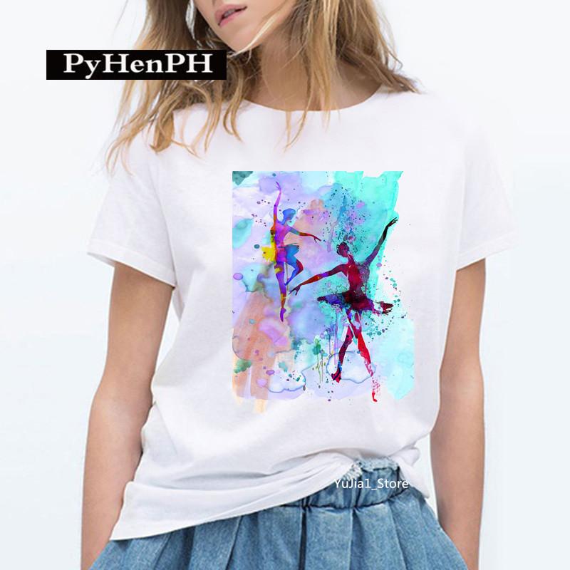 Gymnast Dansare T-shirt Mode Gymnast Konstnärlig Gymnastik Tryckt T-shirt för Kvinnor Föräldra-barn Kläder Oversized T-shirt