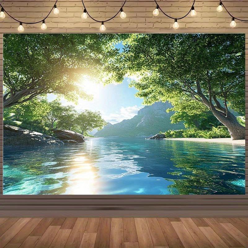1 serene lake and mountain scenery background - serene nature theme  outdoor celebrations and festivals 180X110