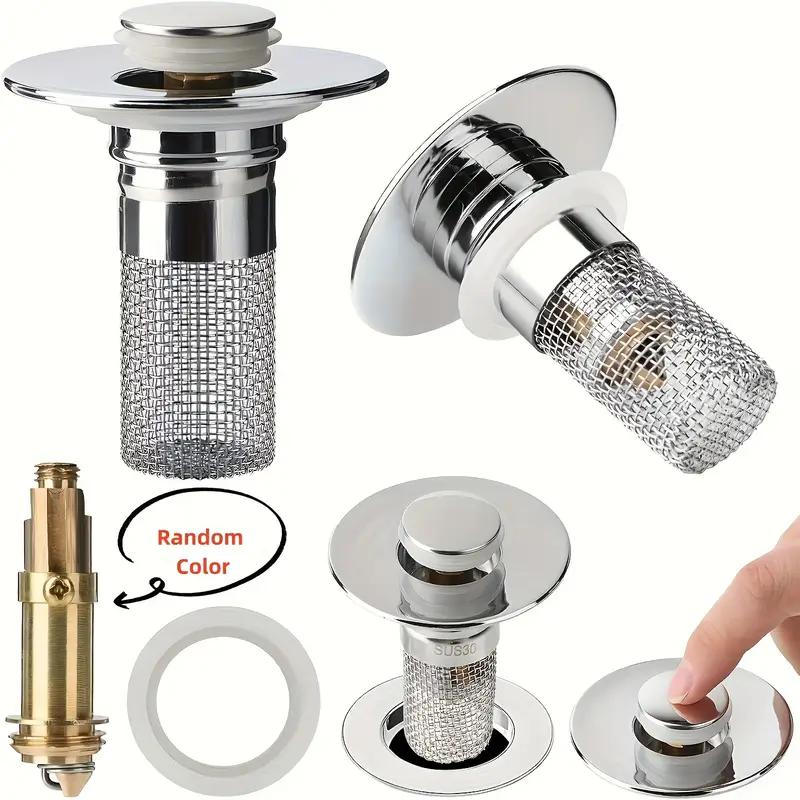 1pc, Pop-up Bathroom Sink Drain Strainer, Sink Drain Stopper with Removable Stainless Steel Strainer Basket