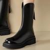 2024 Hot Sale Ladies Shoes Zipper Women's Boots Winter Round Toe Solid Plush Warm Mid-Calf Mid Heel Water Proof Fashion Boots