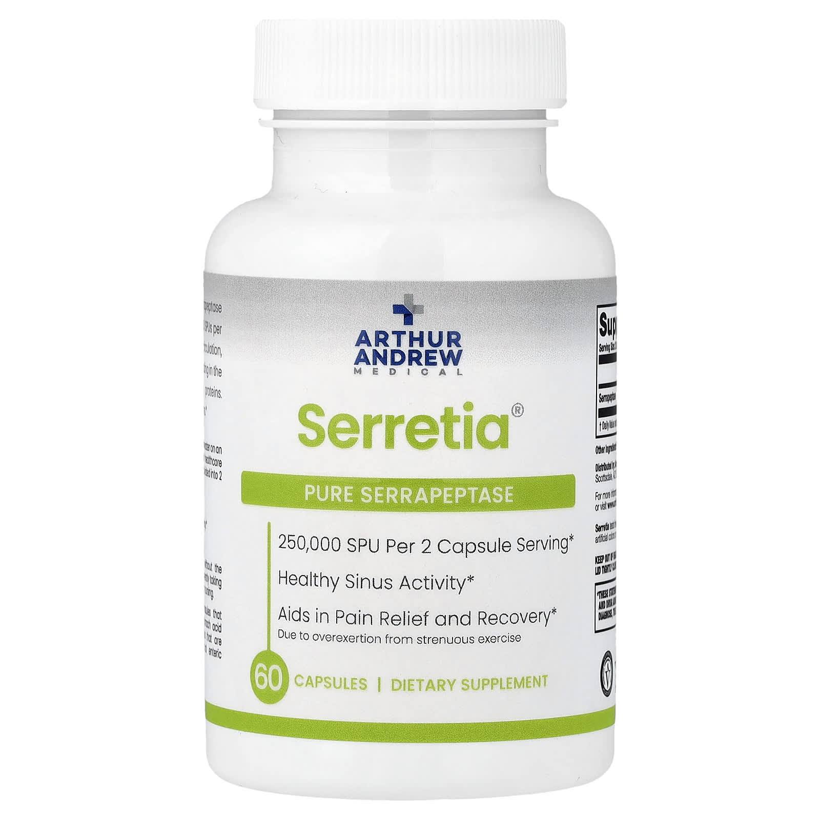 

Arthur Andrew Medical, Serretia®, 60 Capsules (12,5000 SPU per capsule)