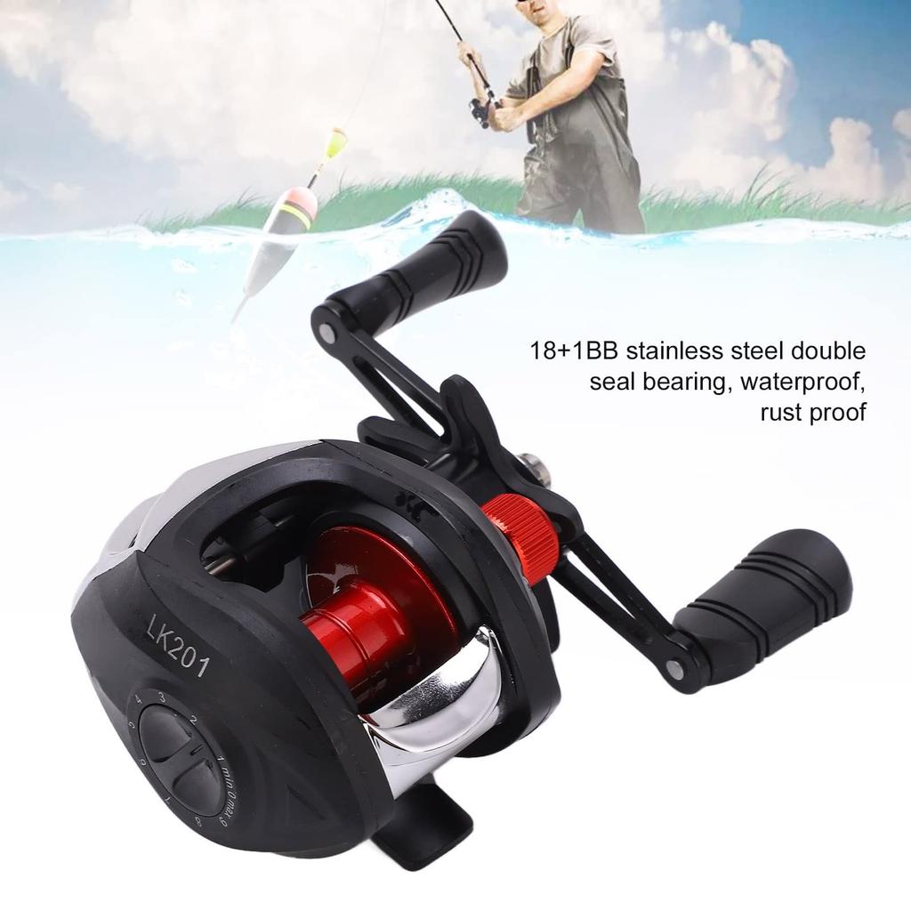 Waterproof Drag Casting Reel with Magnetic Double Sealed Bearings for Outdoor Use 17.6LB Brake, 18+1BB