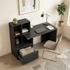 Computer Desk with 4-Compartment Bookcase, Lockable Drawer, 126 x 50 x 109 cm, Black