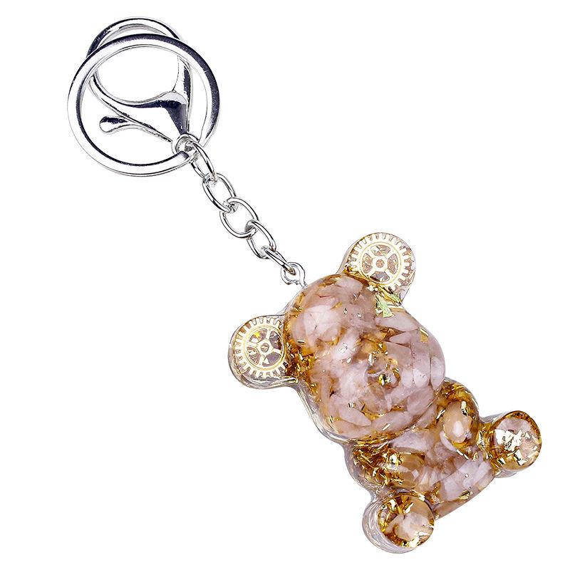 Crystal Resin Bear Keychain - Creative Hugging Bear Design for Car Keys