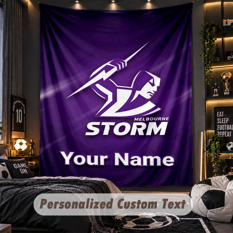 TapestryMelbourne Storm Custom Name Text Personalized Wall Hanging Tapestry Home Wall Decor