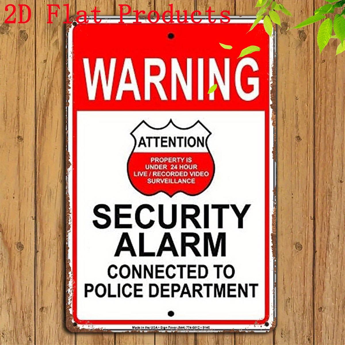 Security Alarm Warning Sign    Metal Tin Sign with Red  White Design WARNING Text and POLICE DEPARTMENT Label IndoorO 20x30cm（7.8x11.8inch）