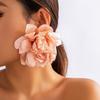 New Personality Exaggerated Stereo Simulation Colorful Fabric Big Flowered Stud Earrings for Women Romantic Retro Jewelry Gifts