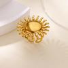 Anéis Dourados em Aço Inoxidável com Formato de Sol Para Mulheres Homens Anel Dourado Estético de Girassol Anel de Casal Joias Vintage Presentes