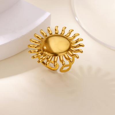 Stainless Steel Golden Sun Shape Rings For Women Men Aesthetic Sunflower Gold Color Ring Wedding Couple Vintage Jewelry Gifts