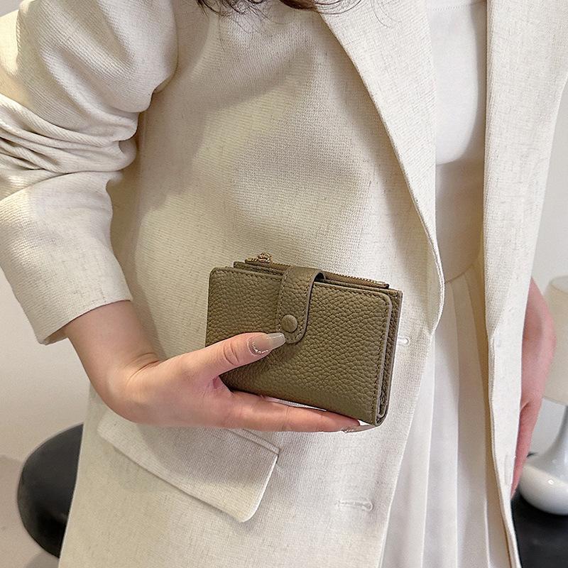 New women's short wallet women's lychee pattern fashion card bag fashion ID card tide