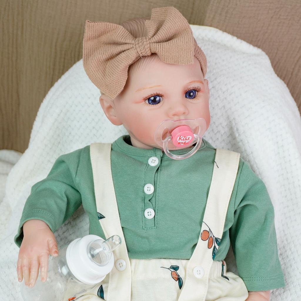 Realistic And Cute Newborn Doll With Open Eyes, Handmade Lifelike Newborn Doll A Gift For 3-Year-Old Children Soft Fabric Body