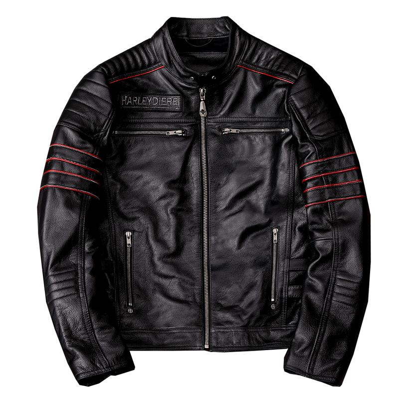Genuine Cowhide Leather Jacket Men Biker Motorcycle Riding Fashion Jacket
