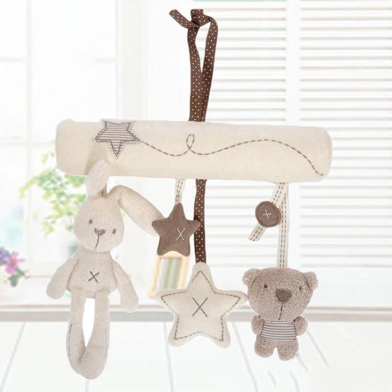 New Hanging Bed Rabbit Baby Hand Bell Safety Seat Plush Toy Multifunctional Plush Toy Stroller Mobile Gifts