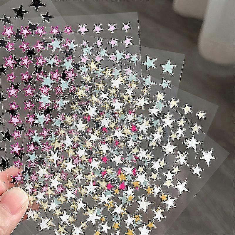 Proste laserowe srebrne naklejki na paznokcie z gwiazdami Holograficzne kolorowe samoprzylepne naklejki w kształcie gwiazdek DIY Manicure Star Slider