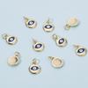BENECREAT 10Pcs 18K Gold Plated Midnight Blue Evil Eye Enamel Charms, Flat Round Pendants with Jump Rings for DIY Necklace Bracelet Jewelry Making