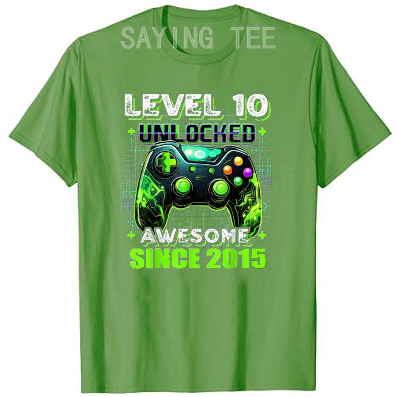 10. Geburtstag Gamer 10-jähriger Lustiger Bday Junge Sohn T-Shirt Level 10 Freigeschaltet Fantastisch Seit 2015 Videospiel-Controller Spruch T-Shirt