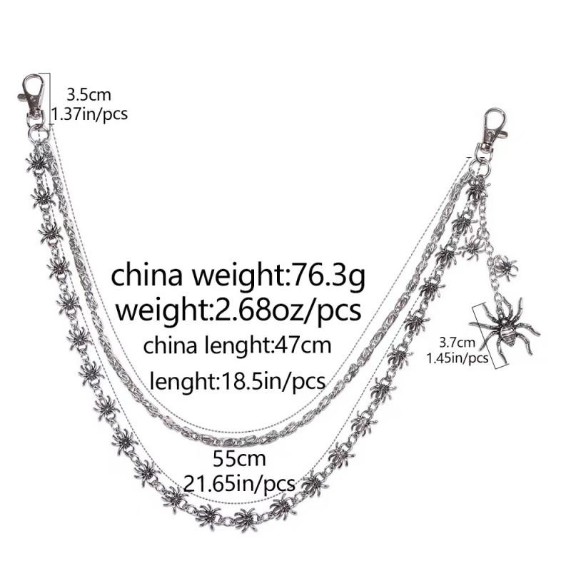 Gothic Spider Chain Waist Accessory Pants Hip Hop Punk Streetwear Trendy Metal Belt Men Women