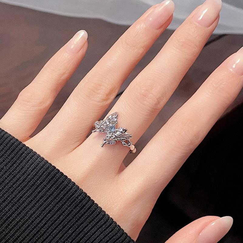 Neues Nischendesign Liebe Stern Schmetterling Öffnungsring Licht Luxus Hoher Sinn Kalter Wind Zirkonring