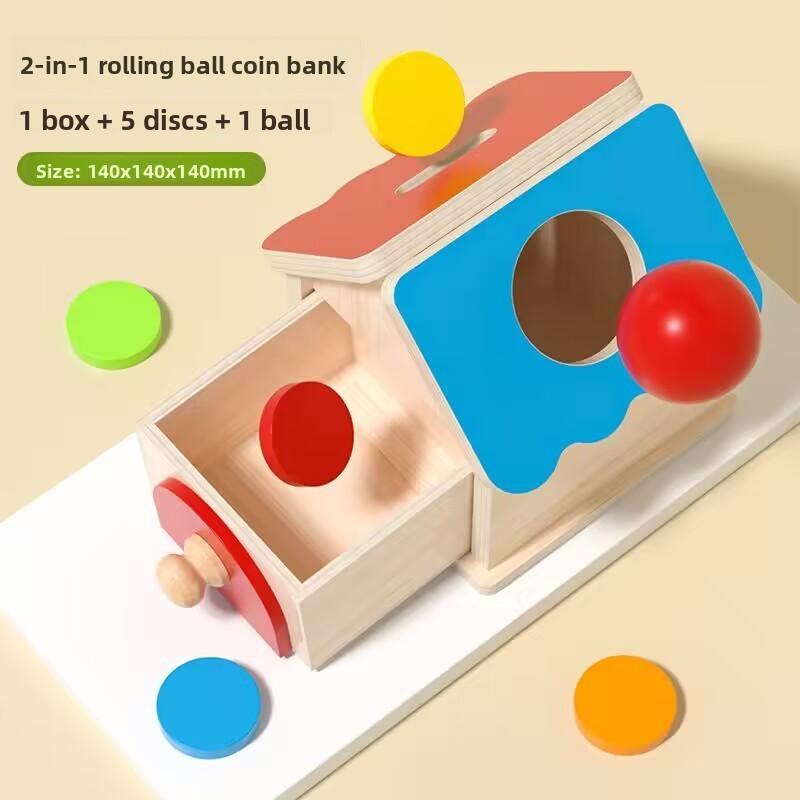 

Wooden Shape Matching Coin Bank For Toddler Early Education And Fine Motor Skills Development Rolling Ball