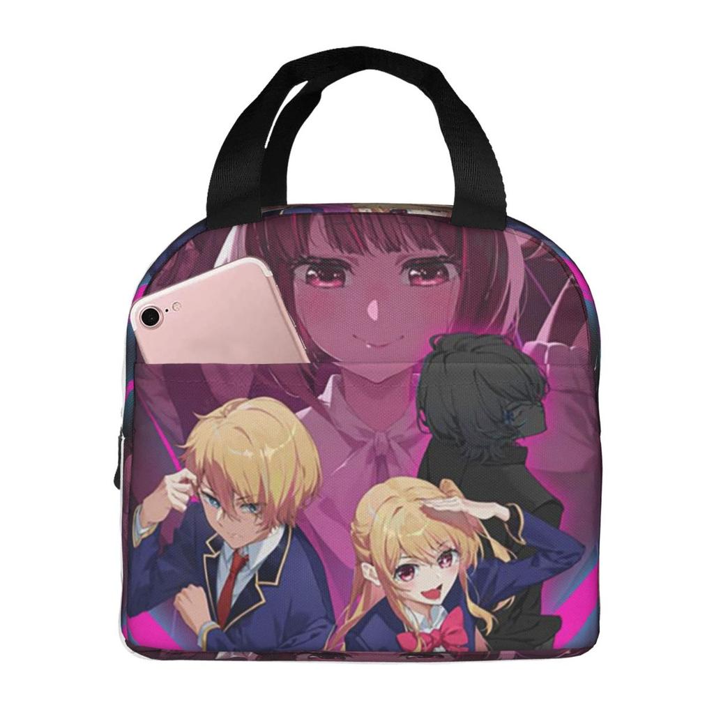 Oshi No Ko Anime Kawaii Insulated Lunch Bag for Kids School Cooler Thermal Food Box Tote Leakproof Lunch Boxes Container