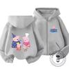 Winter Trendy Casual Zipper Hoodie Cute Cartoon Print Street Style Kids Hooded Top Peppa Pig Children 3 14