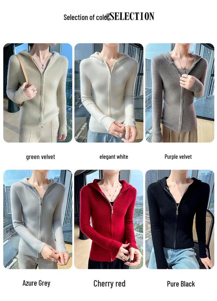 Autumn/Winter 100% Wool Hooded Pullover Sweater: Loose Knit Top Base Layer Hoodie