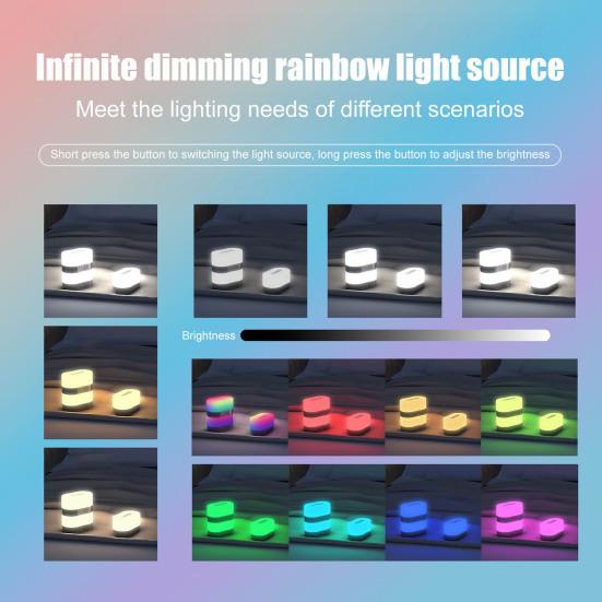 Magnetic Atmosphere Light Rechargeable Color Changing Lamp with Type-C Detachable Decorative Light for Desk And Outdoor Ambiance