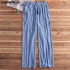 Pantaloni lunghi in lino e cotone da uomo Pantaloni casual dritti larghi taglie forti 4 colori