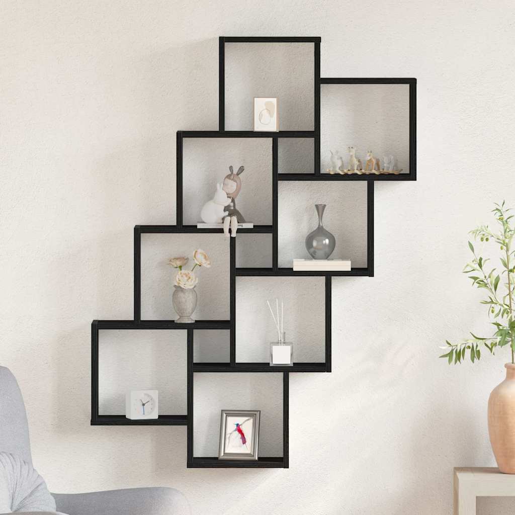 Wall Shelf Black Oak Look 90 x 15 x 119.5 cm Engineered Wood