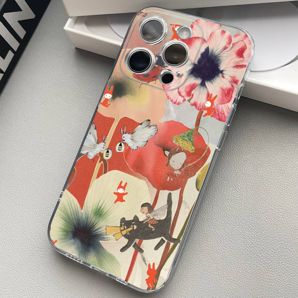 China Chic Mosaic Graffiti Green Rattan Phone Case For iPhone 17 15 14 13 11 12 16 Pro Max Plus Mini Transparent Silicone Soft