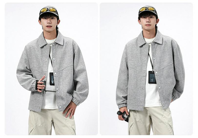 Men's 2025 Autumn Loose Retro Workwear Jacket - Hong Kong Style, Casual & Versatile Lapel Outerwear