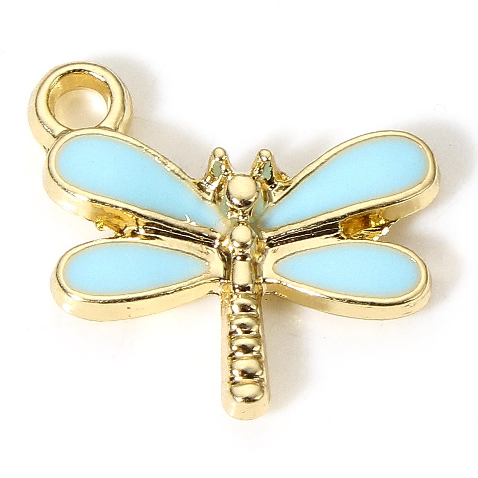 

10 PCs Dragonfly Animal Enamel Charms Insect Pendants Charms Gold Plated Multicolor Necklace Pendant for DIY Jewelry Making