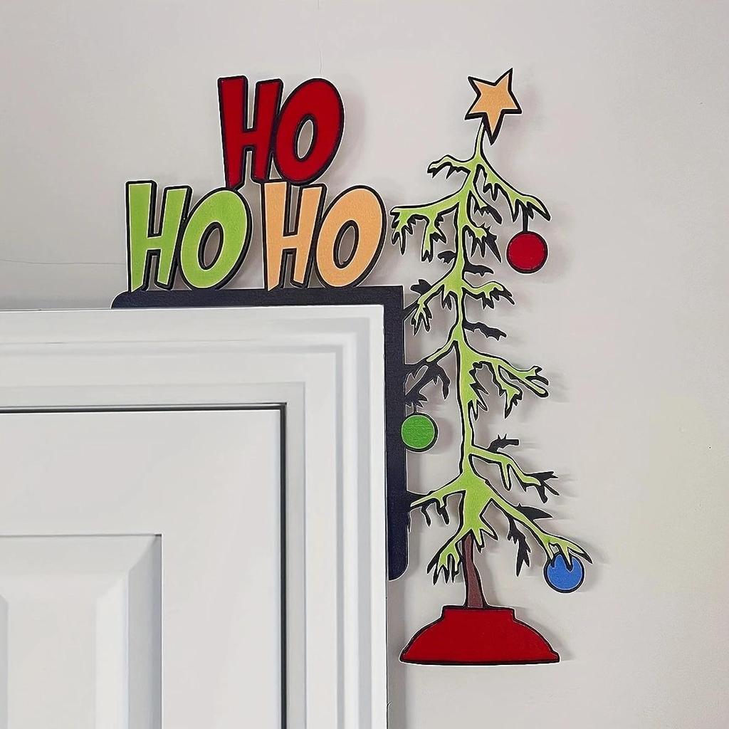 Whimsical Christmas Door Sitter - Wooden Frame Corner Decor for Mirrors, Cabinets & Furniture | Perfect Christmas Decor